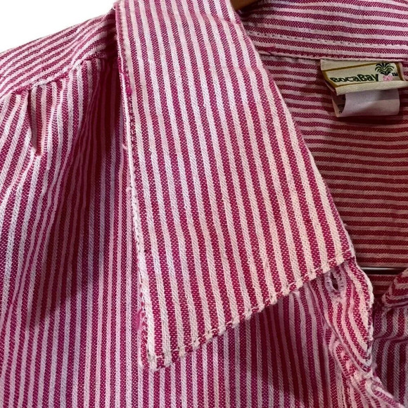 Boca Bay Pink and White Pinstripe Button Up Shirt Womens 2X Plus Collared Casual - Picture 4 of 9